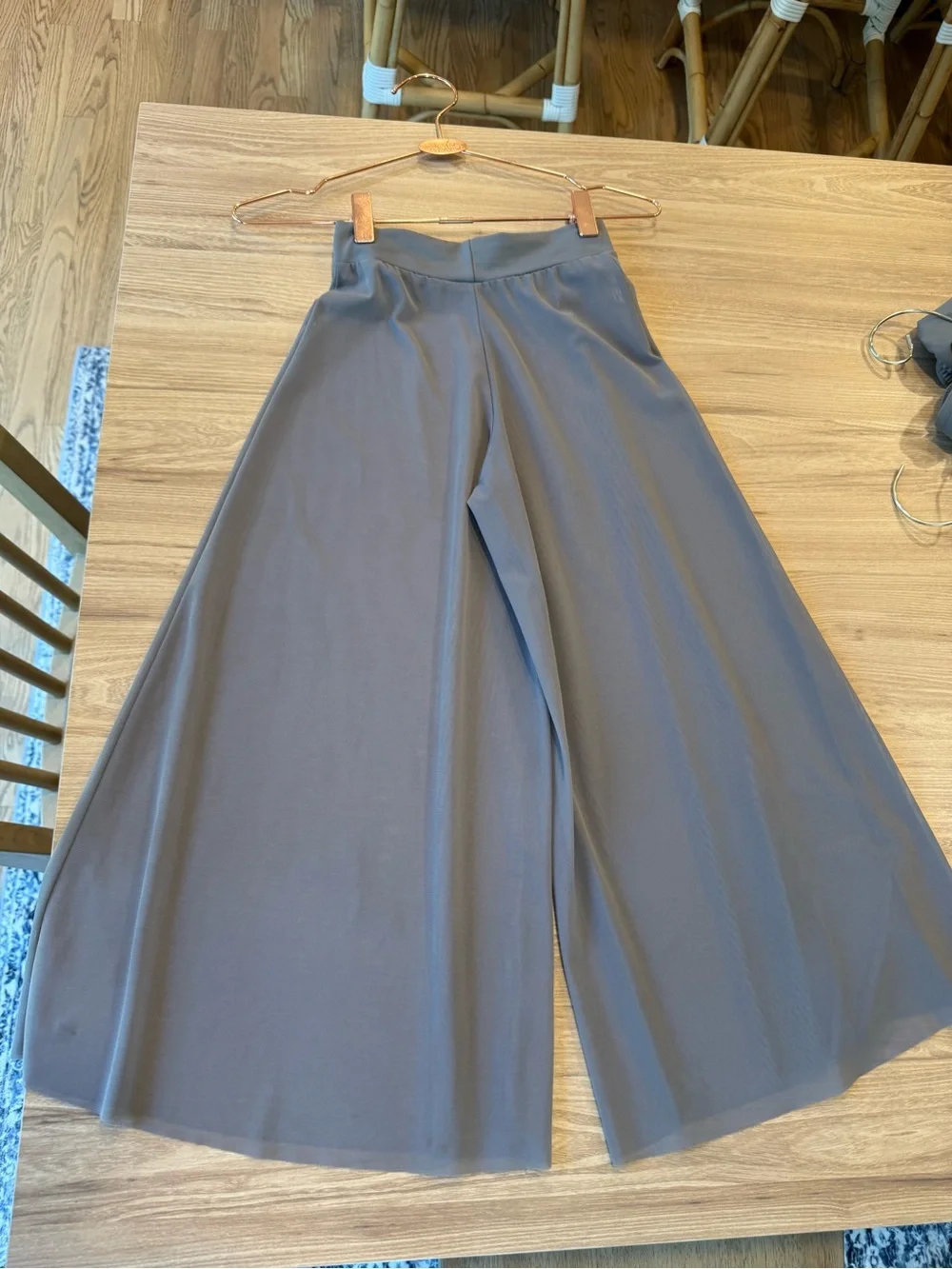 Dance Leotard in Gray with Rhinestones & Sheer Wide Leg Pants - SC small child